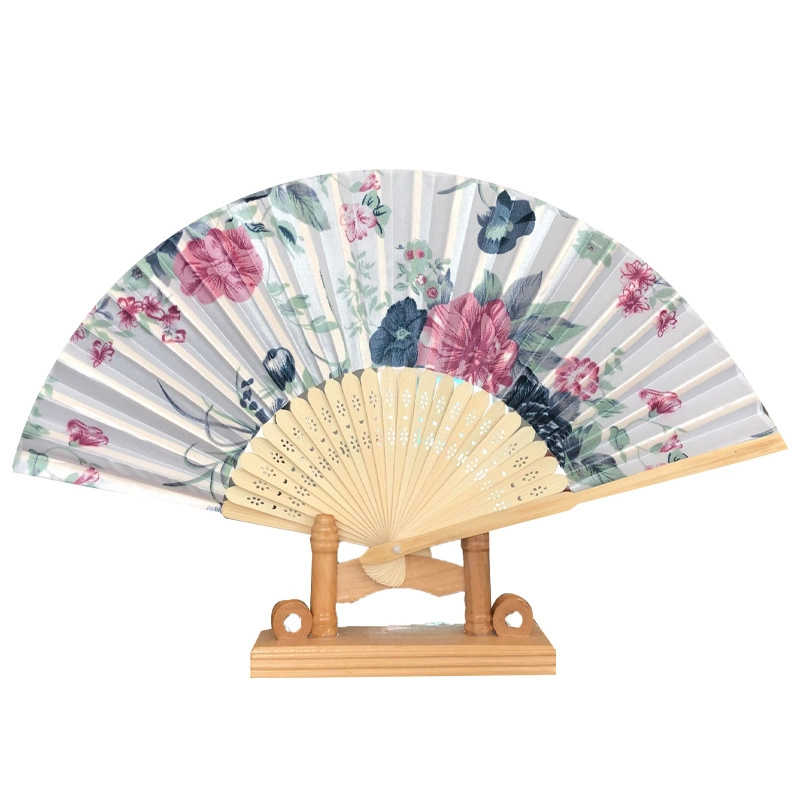 Benutzerdefinierte Papier Hand Fan Bamboo Papier Seide Stoff Doppelseitig Drucken Faltung Hand Held Fan für Party Hochzeit Werbegeschenke