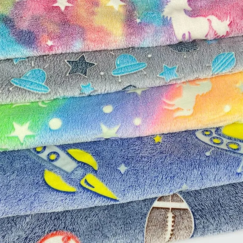 Soft Fleece Colorful Rainbow Luminous Flannel Fleece Fabric for Blanket