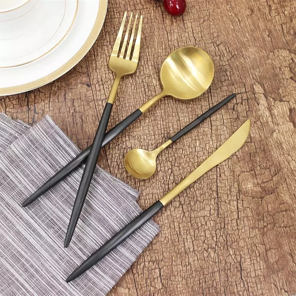 High quality/High cost performance Stainless Steel Golden Cutlery Set for Wedding