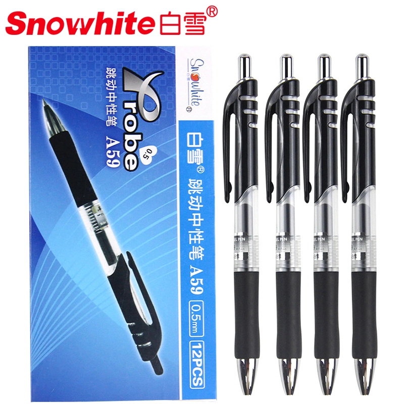 Snowhite Quick Dry Ink Pen Fine Point Retractable Gel Pen Black Ink Smooth Writing Suitable for School Office Home Diary Pen