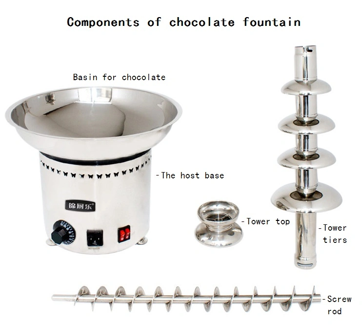 Stainless Steel Home Use Chocolate Fountain with 3 Tiers