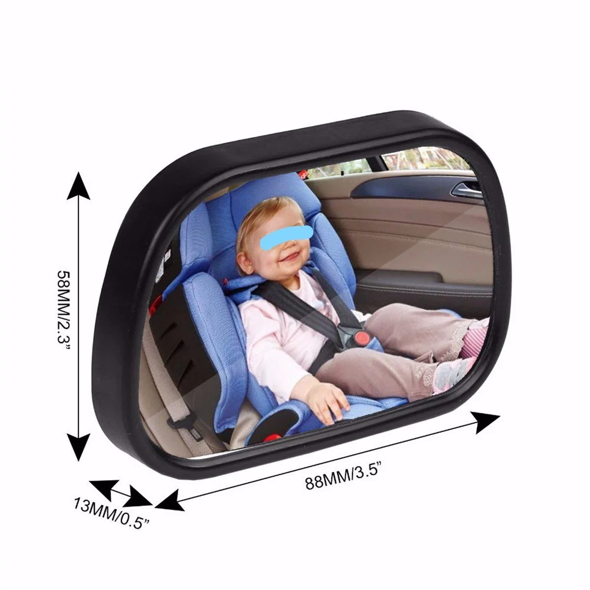 Adjustable Baby Safety Rearview Mirror 360degree Shatterproof Acrylic Suction Clip-on Ci13028