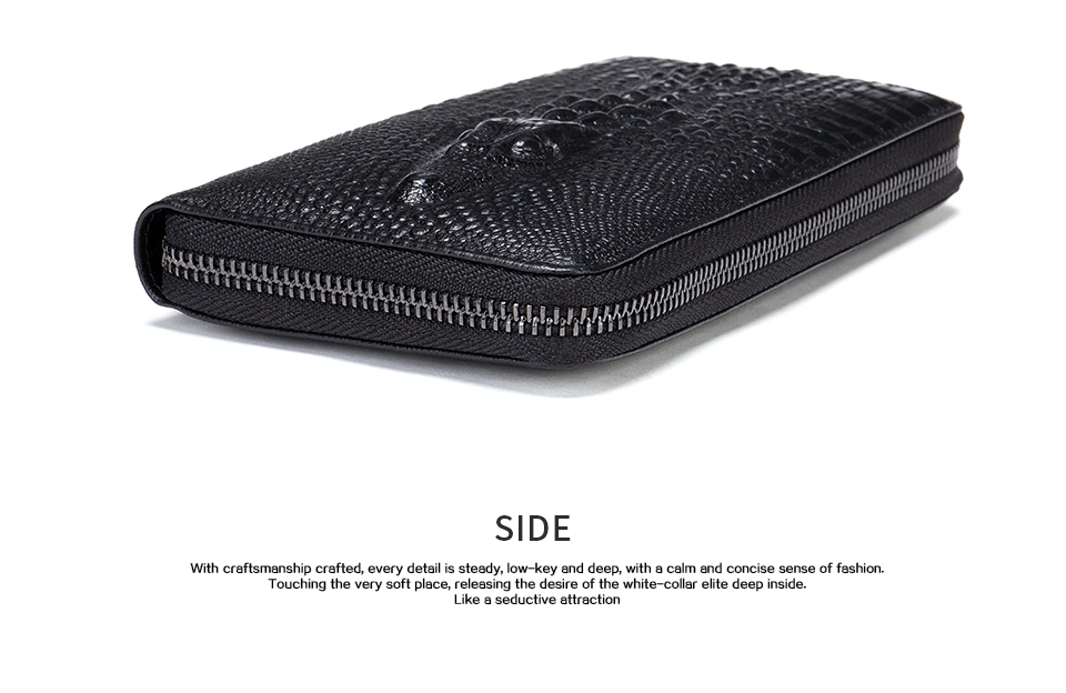 Men Long Wallet Luxury Crocodile Embossed Genuine Leather Clutch Business Zipper Wallets