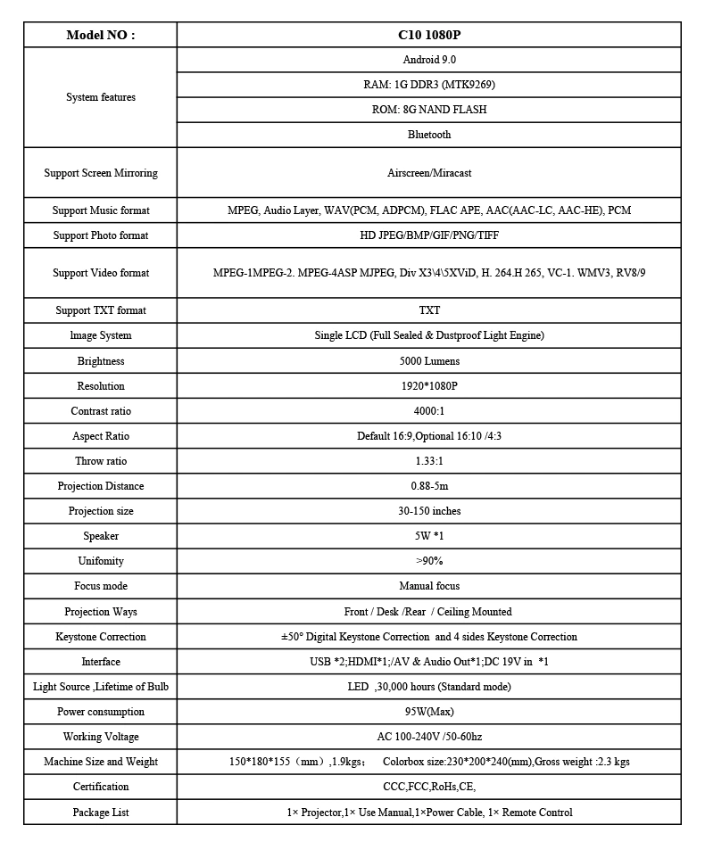 LED LCD Projector for TV Box Movies