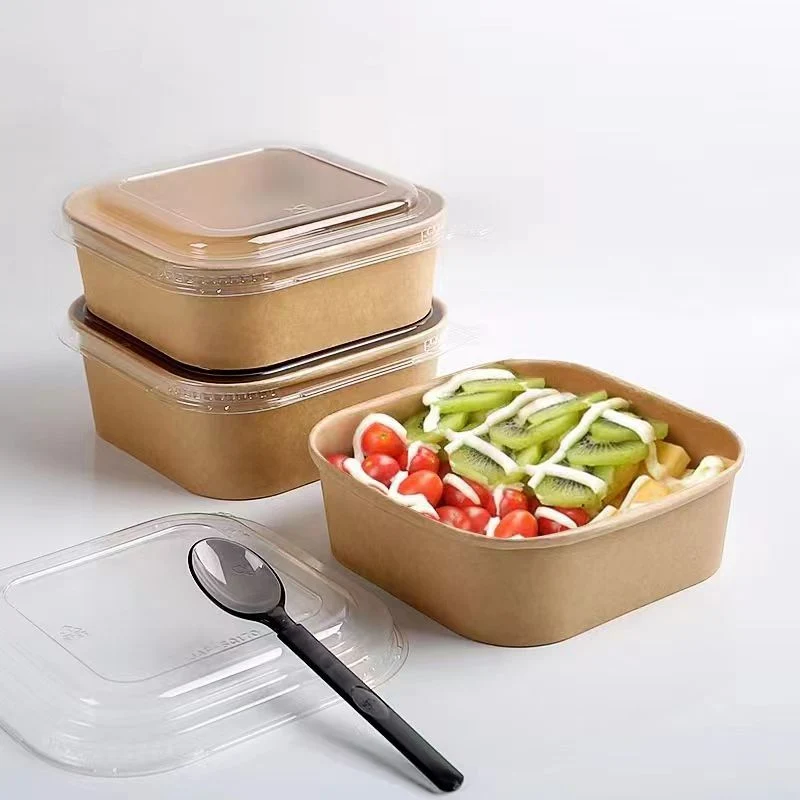 Caja de embalaje de alimentos desechable cuadrada Caja de desembalaje biodegradable con plástico Tapa