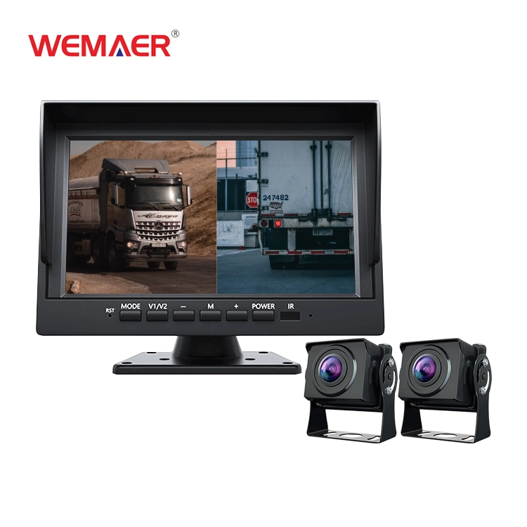 Wemaer OEM Ahd 7 Inch Dual Display IPS Screen Digital LCD Car Camera Monitor for Truck RV Bus Car Vessel Boat Ferry