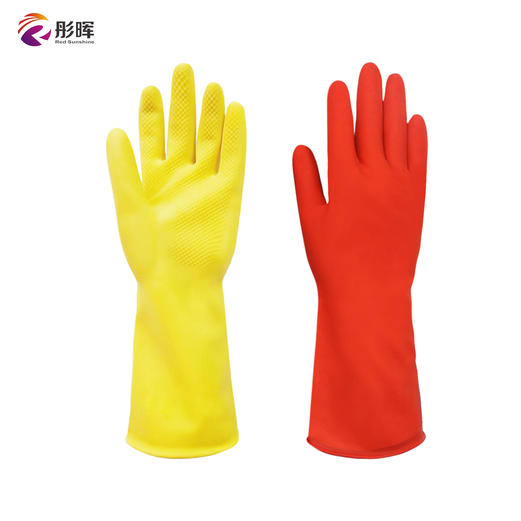 Factory Wholesale Household Daily Use Laundry and Dishwashing Rubber Thickened Red Fleece Lined Latex Housekeeping Gloves