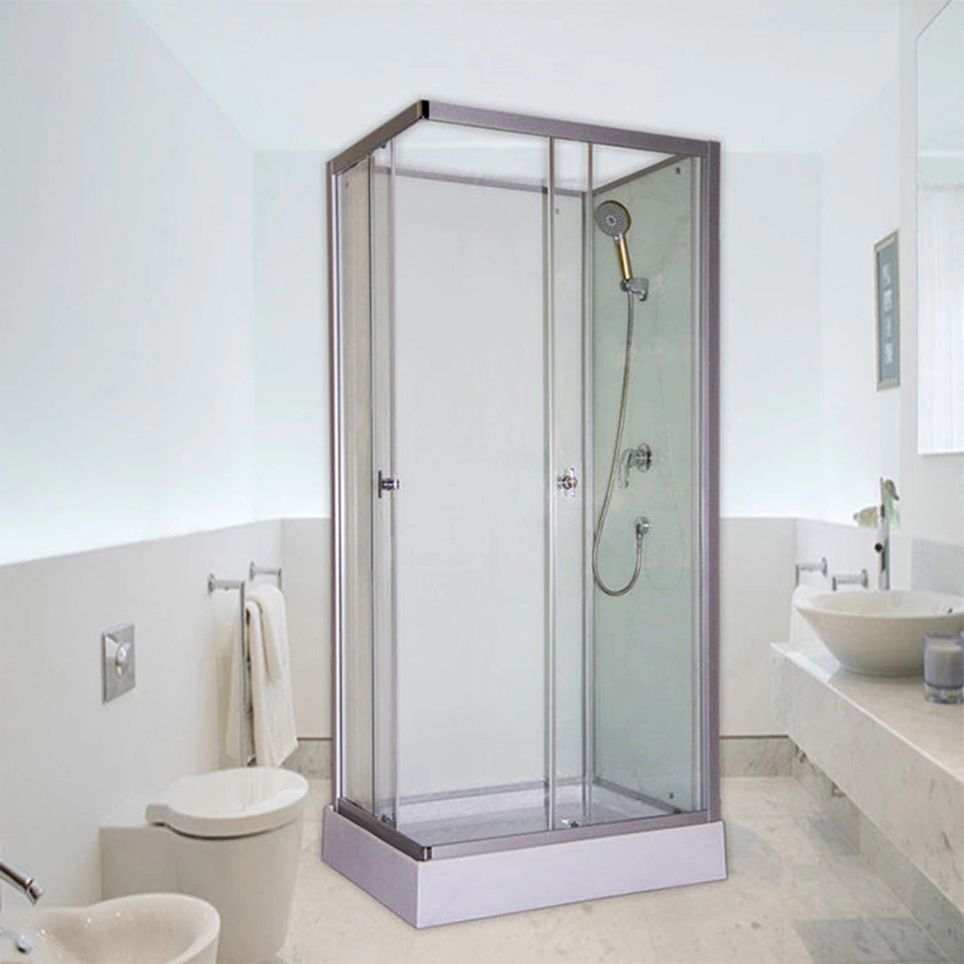 Qian Yan Glass Shower Doors China Luxurious Hinged Frosted Glass Shower Cabin Manufacturers Sand-Silver Sliding Door Luxurious Stainless Shower Room