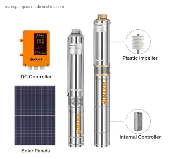 Pompe à eau solaire électrique c.c. 3 po pour puits profonds Eau avec alimentation CC et contrôleur