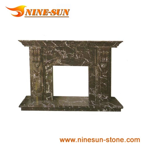 Black Marble Fireplace Mantel (YXFP-037)