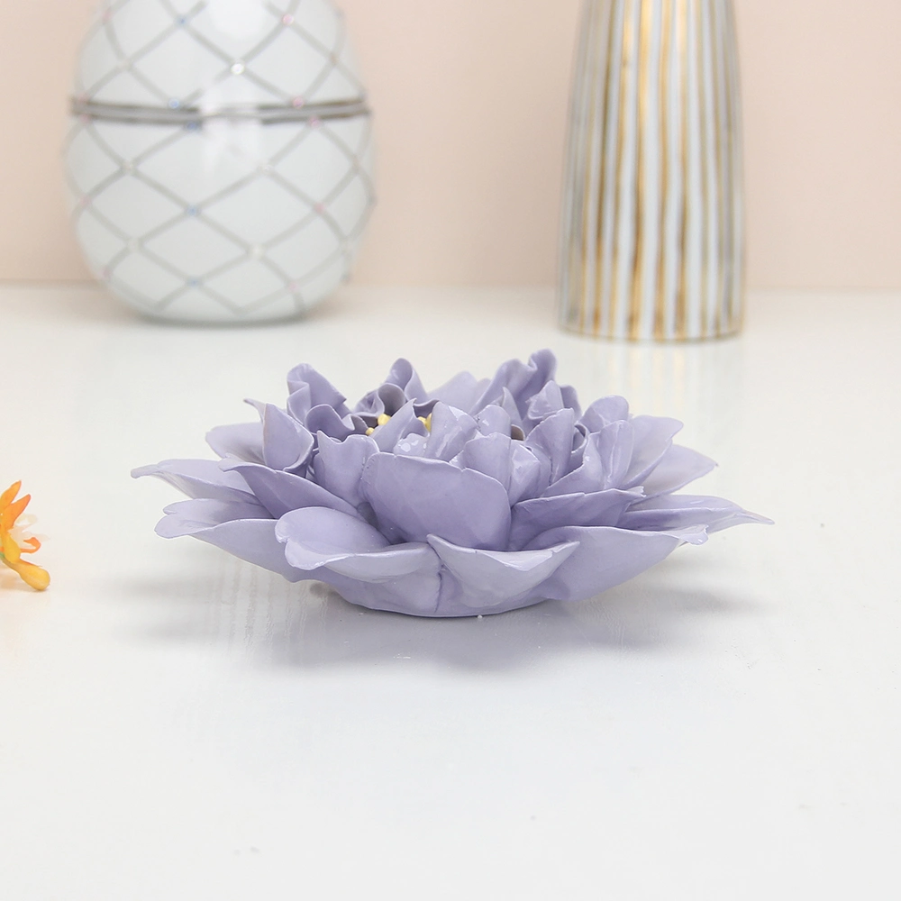 F002V Ceramic Flower Violet Wall Decor Porcelain Purple Peony Flower for Wedding Decoration