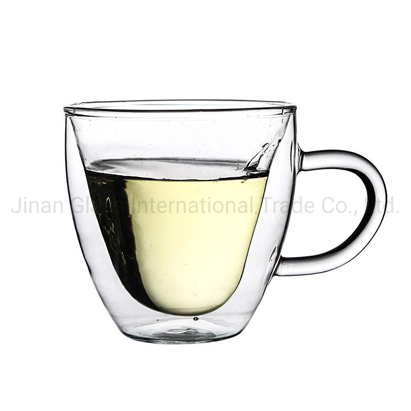 Heart Shape Double Wall Glass Tea Milk Coffee Cup Glass Mug