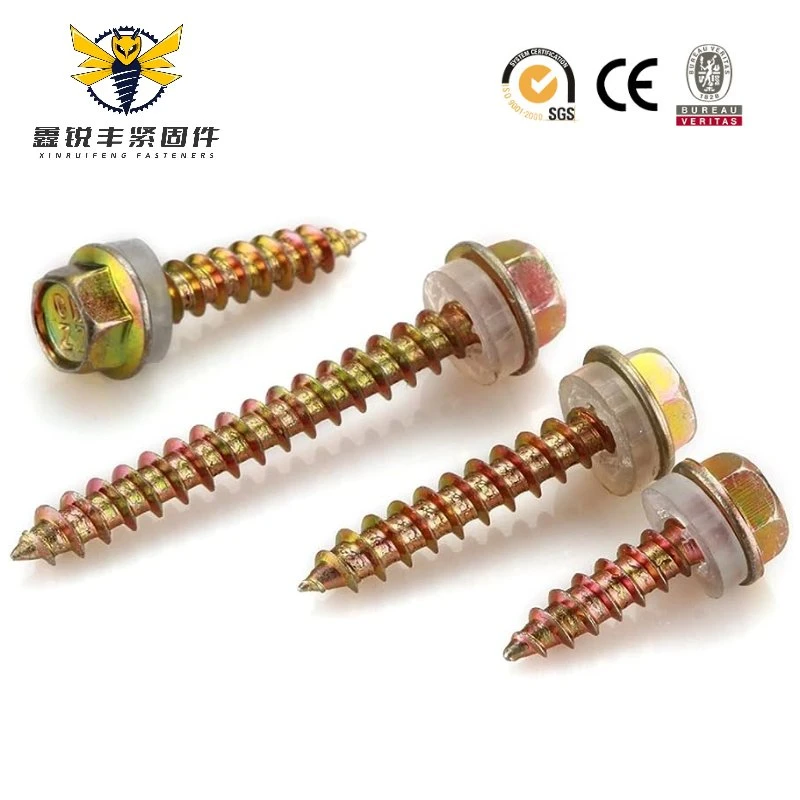 China High-Quality Metal Self-Tapping Thread Screw Manufacturer Custom M1/M6 Drilling Hex Head Self-Tapping Self-Drilling Roofing Screw with Washer