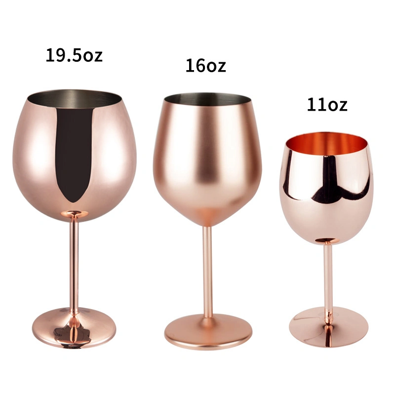 Cocktail Silver Copper Plated Custom Logo Champion Metal Stainless Steel Goblet Wine Glass