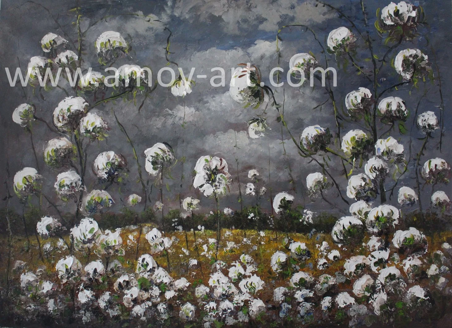 Campo de algodón americanos hechos a mano pinturas al óleo para la decoración del hogar