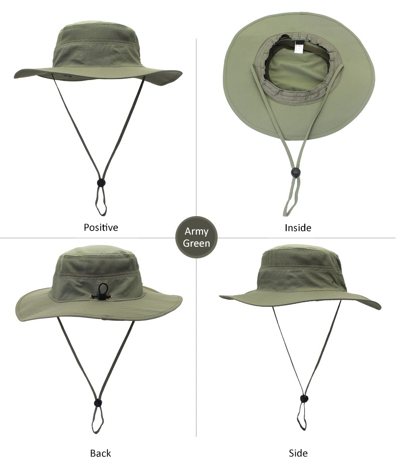 Women Mens Fishing Hunting Breathable Packable Sun Protection Fisherman Custom Logo Bucket Hat with String