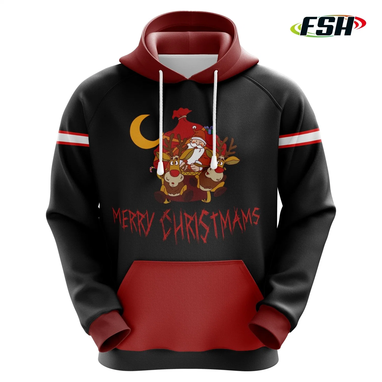 Mens Cotton Sweatshirt Plus Size Pullover Print Sublimation Custom Logo Christmas Wear