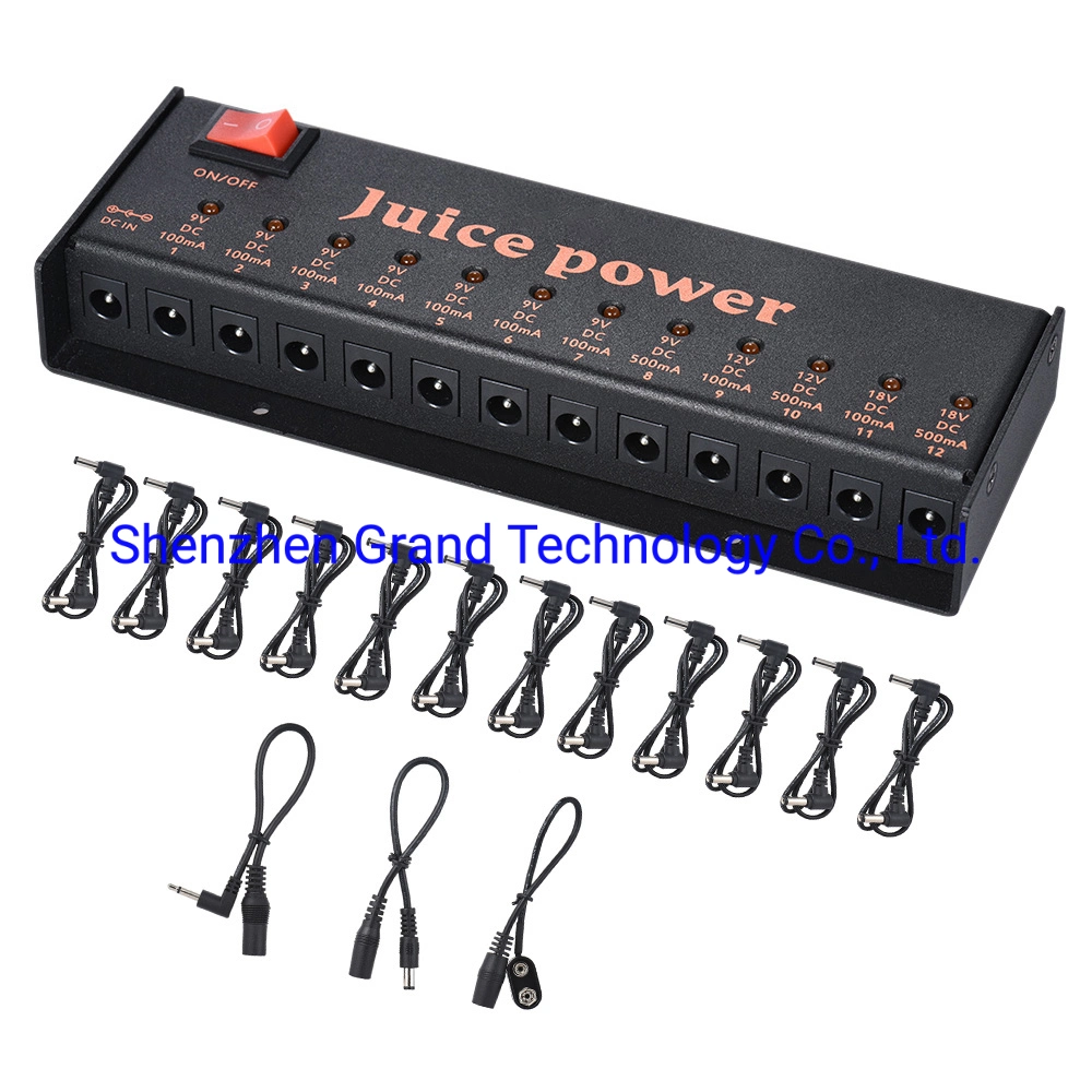 Juice Box Fully Isolated Pedal Power Supply 10 Outputs for 9V 12V 18V Guitar Effect Pedal with Adapter