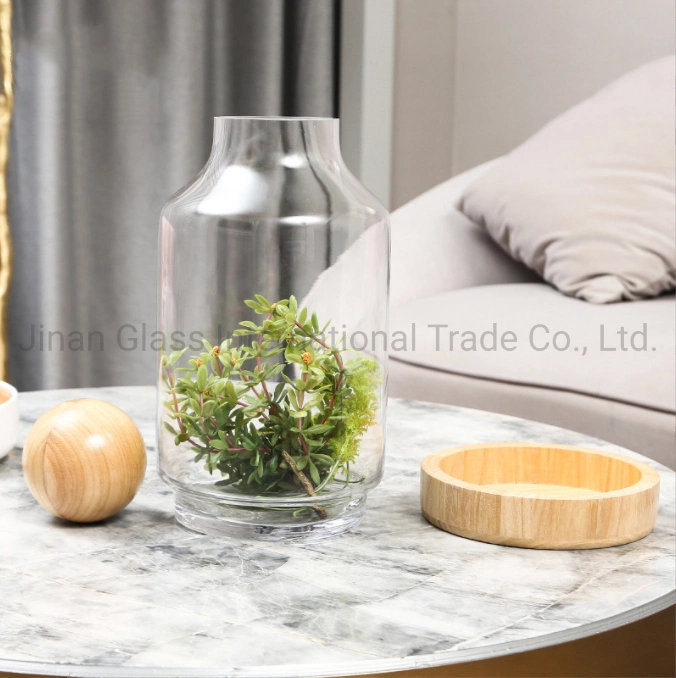 New Creative Modern Glass Vase Handicraft Immortal Flower Ornament with Wooden Ball Glass Storage Tank