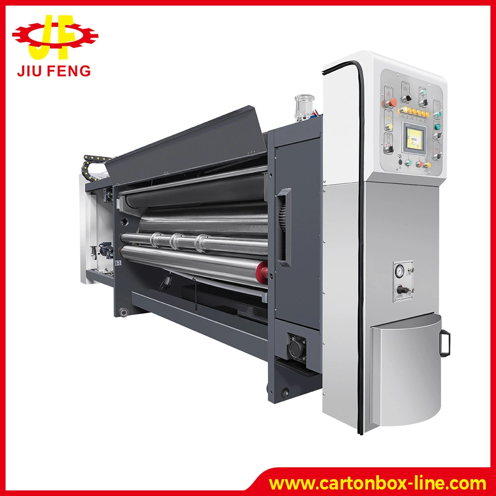 Four Colors Automatic High Speed Flexo Printer Slotter Die-Cutter Machine (Roller to Roller, Top Printing) Work Order Computerized Setup Easy Precise