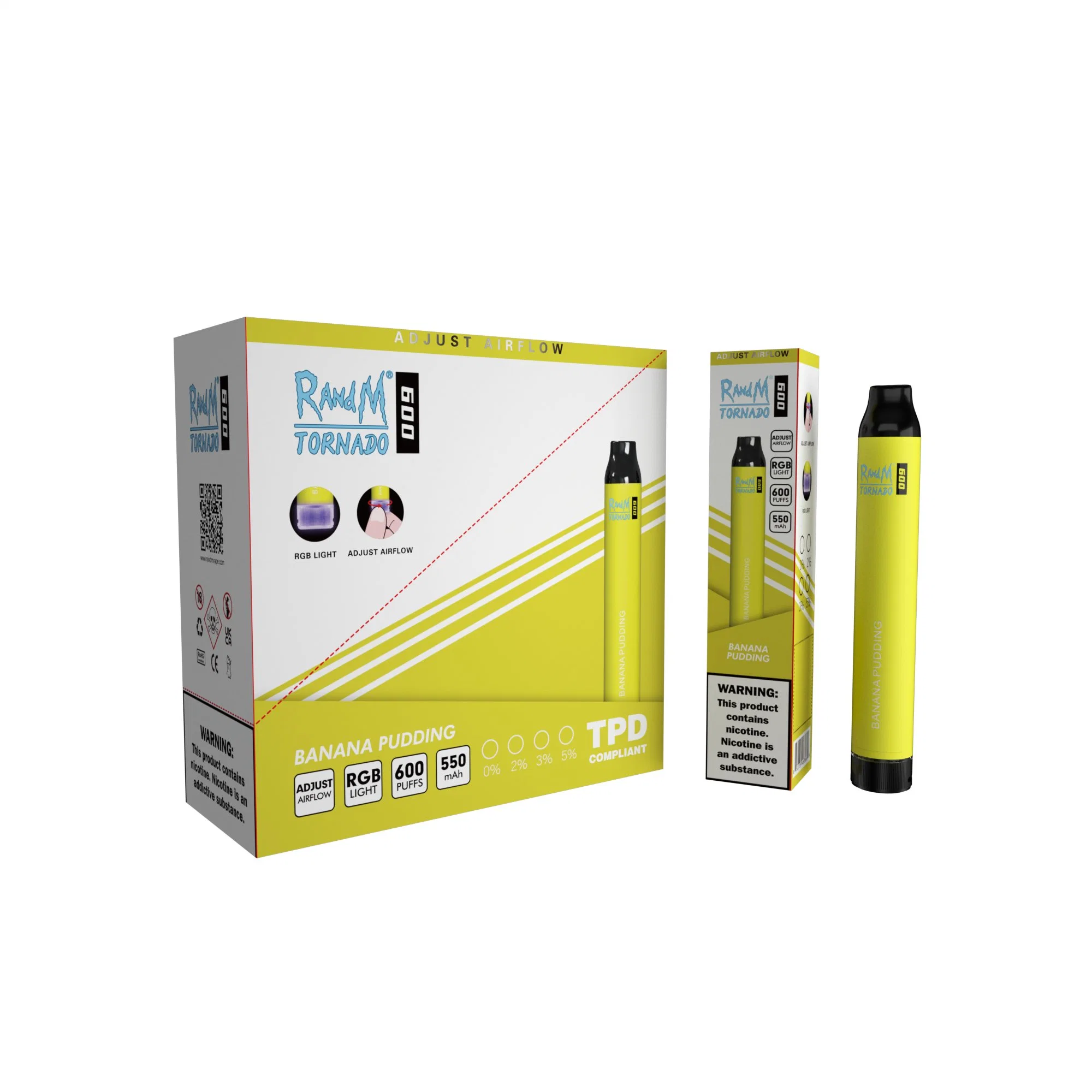 Tpd Modell Einweg Pod Randm Tornado 600 Puffs E-Cigatette mit Luftstrom Einstellbar