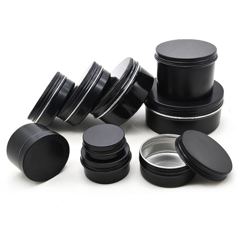 Wholesale/Supplier 100g Black Cosmetic Aluminum Cream Jar 100ml Thread Metal Can Tea Box Manufacturer