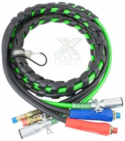 ABS & Power Air Line Hose Wrap 7 Way Electrical Cable Harness&Assembly with Handle Grip for Semi Truck Trailer Tractor