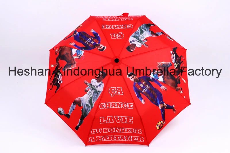 Football Full Printing Advertising Folding Umbrella with Characteristic Metal Handle (FU-3821BH)