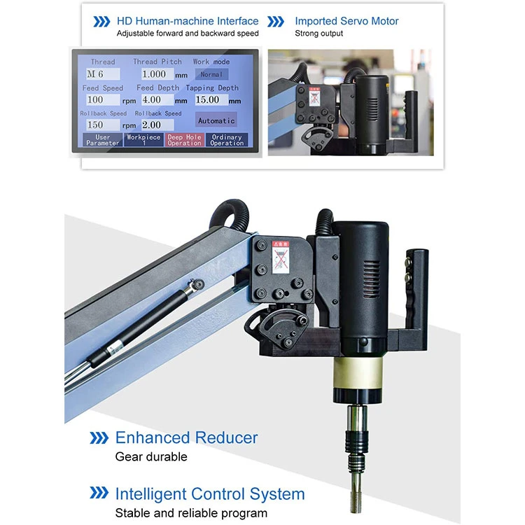 M4-M24 Powerful High Speed Sheet Metal Multifunctional Flex Arm Electric Tapping Machine