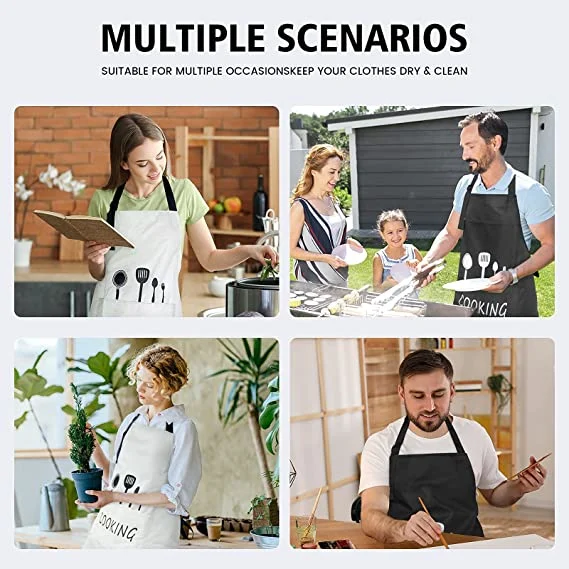 شعار مخصص طهو مطبخ قابل للضبط Apron Waterlالمقاوم للمياه،′ S Aprons مع جيبين للرجال والنساء