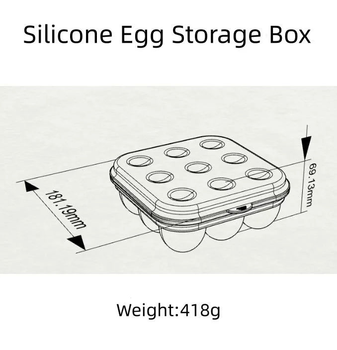 ثلاجة علبة تخزين مصنوعة من السيليكون صندوق حماية البيض المقرمش للنزهات أساسي