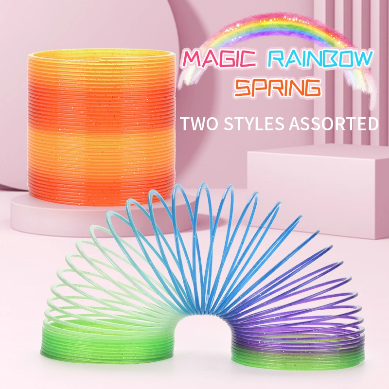 Colorful Rainbow Magic Spring Toys Plastic Coil Rainbow Spring for Fun Fidget Stress Toy Birthday Gift Ideas Game Prizes and Party Favors for Kids