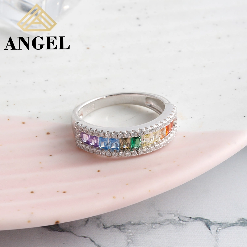 925 Silver High quality/High cost performance  Multicolor Zircon Ring Trendy High quality/High cost performance  Jewelry for Wholesale/Supplier