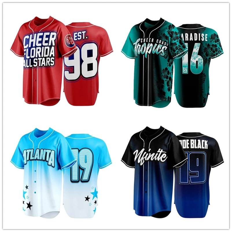 Polyester Sportswear atmungsaktive Baseball Shirts Fashion Sublimation Baseball Trikots für Männer