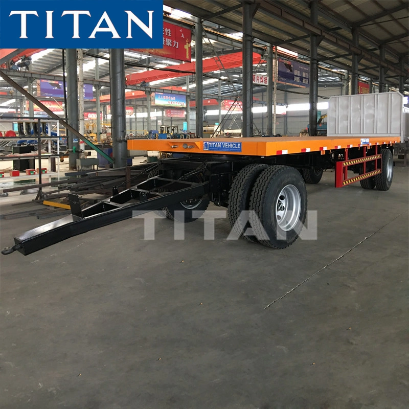 Titan 2 Axle 20/40FT Fence Full Lowbed/Low Loader Drawbar Vehicle Tanker Side Wall Container Flatbed Skeleton Truck Semi Trailer for Sale with Side Panel