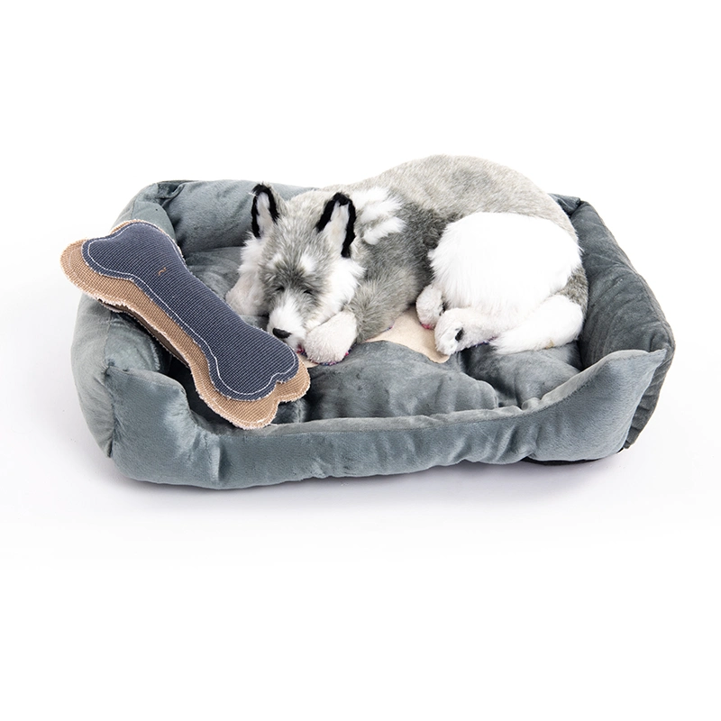 Manufacturer Round Donut Style Dog Bed Cord Plush Pet Bed