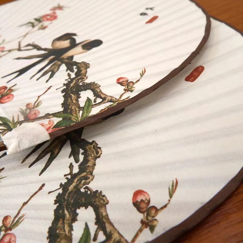 Custom Fan Chinese Style Handmade Double-Sided Rice Paper Paddle Fan