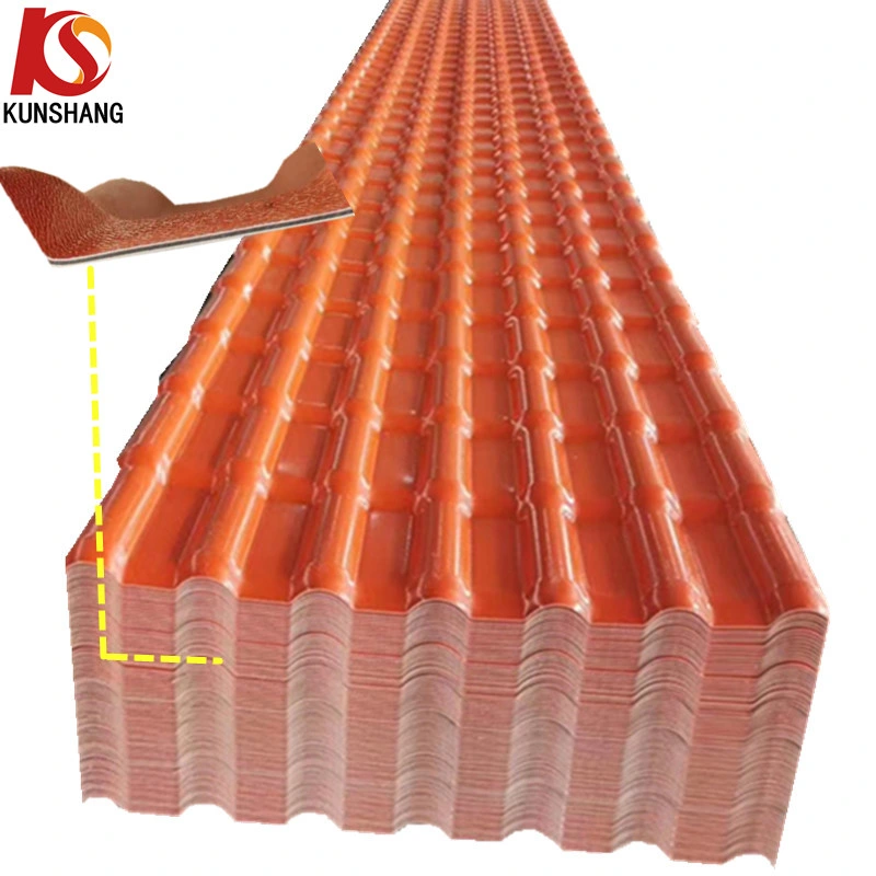 Kunshang 4 Camadas ASA Espanhol de PVC de resina sintética do teto plástico Tile/folha