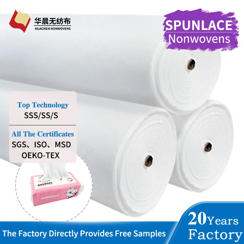 Eco-Friendly Spunlace Nonwoven 50%Polyester 50%Viscose Spunlace Non Woven Fabric Roll for Making Wet Wipes