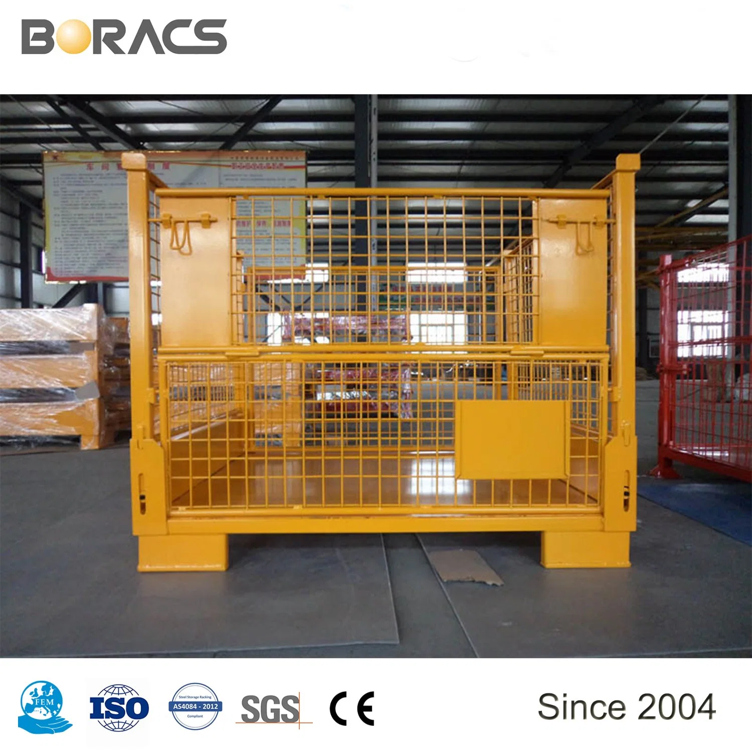 Euro personnalisé de haute qualité de l'entrepôt en vrac rigides métalliques pliantes palette pliable Cage avec palette en bois