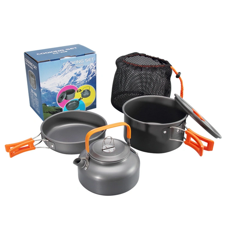 Non-Stick Camping Cookware Set Portable Aluminum Camping Cooking Pot Cookware Mess Kit