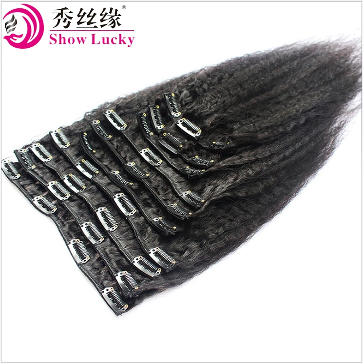 Top Grade Easy Full Head Set Unprocessed Peruvian Virgin Human Hair Silky Straight Clips Hair Extension