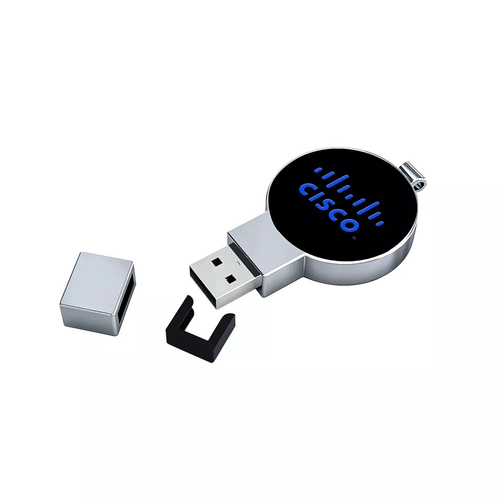 محرك أقراص USB Flash ترويجي، مؤشر LED مخصص لمحرك أقراص USB معدني سعة 8 جيجابايت شعار الإضاءة شريحة USB