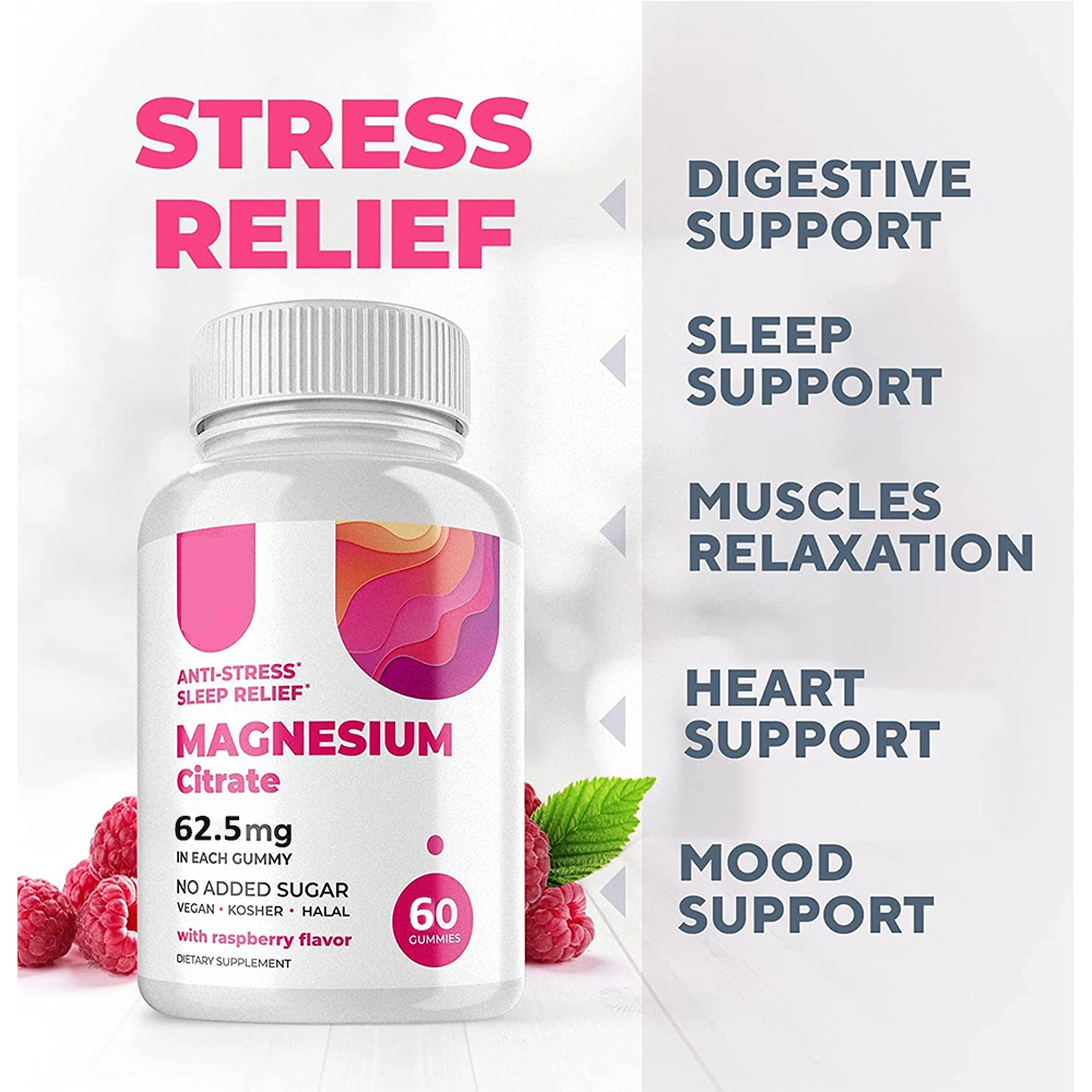 Gummies de magnésium sans sucre, végétaliennes et sans gélatine, complément apaisant anti-stress au magnésium pour enfants et adultes, relaxation, sommeil