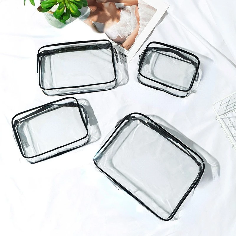 Clear Wash Toiletry Zipper Makeup Bag Transparent PVC Cosmetic Bags