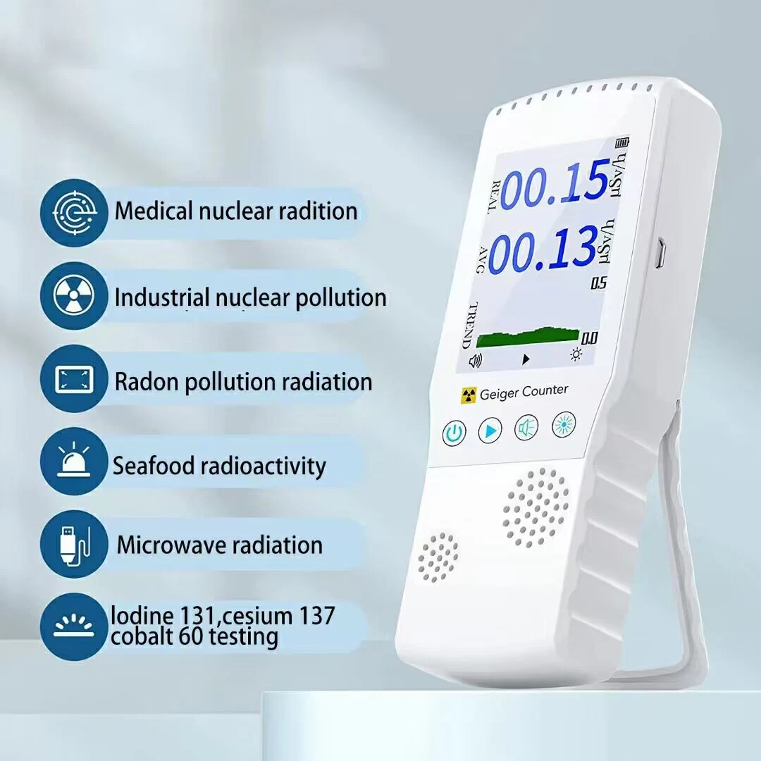 Pantalla LCD digital Contador Geiger Dosimetro recargable nuclear de radiación de alimentos Detector de medidor Beta Gamma Radiómetro para medición de radiación