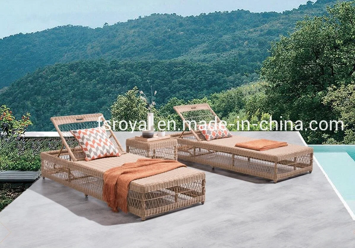 Nuevo diseño de ocio de Patio al Aire Libre muebles de ratán tumbona Hotel en la piscina, tumbona