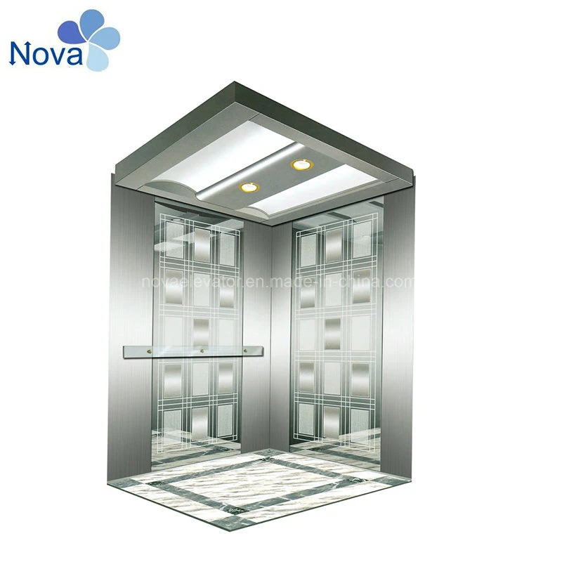 Luxurious Etched Stainless Steel Walls Elevator Parts Elevator Cabin