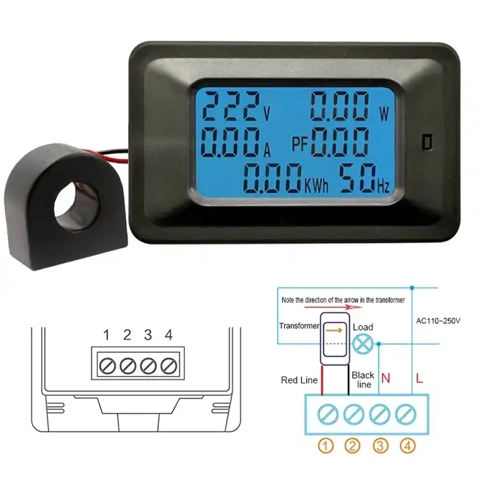 6 in 1 Digital AC 20A 100A Voltage Energy Power Meter Multi Meter