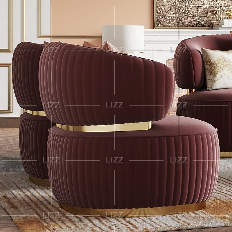 China Hersteller Moderne Sektionale Wohnmöbel Luxus Rotes Wohnzimmer 3 Sitzer Sofa mit Hockern